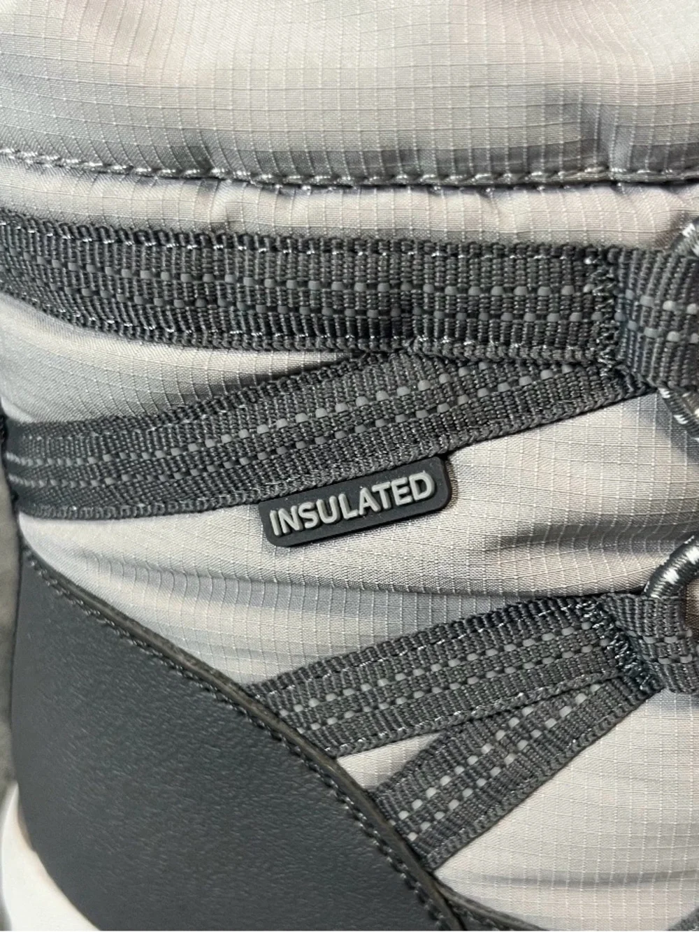 Lands' End Women's Light Gray and Charcoal Winter Rain Boots